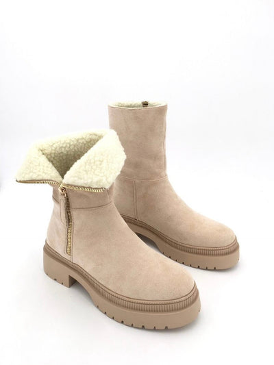 Bottes zippées beiges confortables