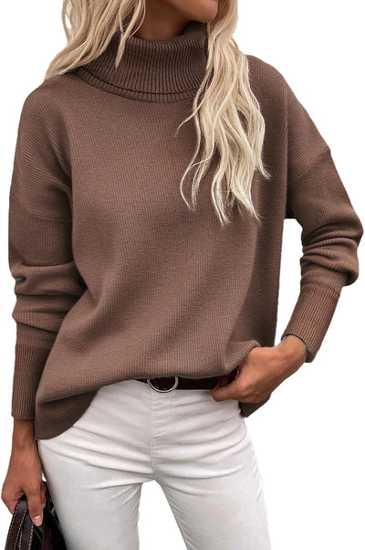 Marrie - Pull-over Zeagoo pour femme à col roulé élégant, manches longues.