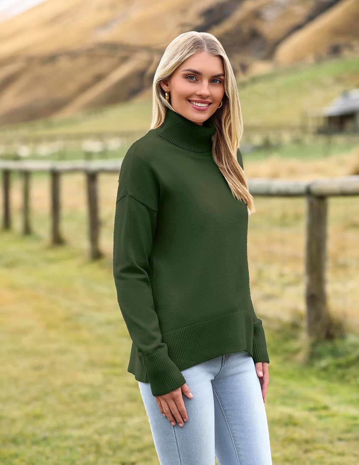 Marrie - Pull-over Zeagoo pour femme à col roulé élégant, manches longues.