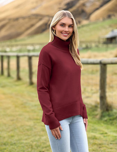 Marrie - Pull-over Zeagoo pour femme à col roulé élégant, manches longues.