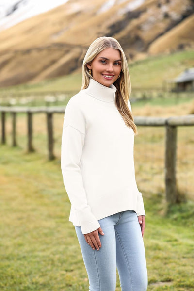 Marrie - Pull-over Zeagoo pour femme à col roulé élégant, manches longues.