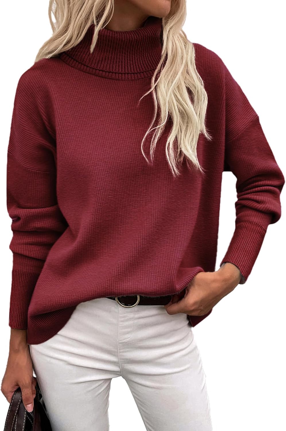 Marrie - Pull-over Zeagoo pour femme à col roulé élégant, manches longues.