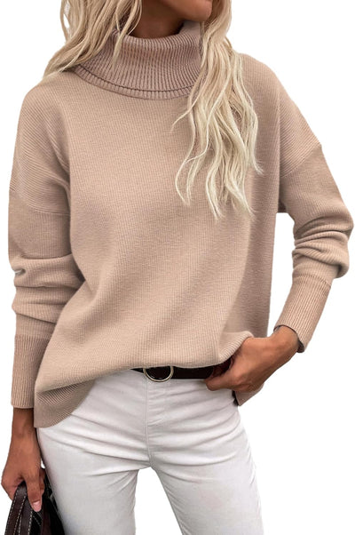 Marrie - Pull-over Zeagoo pour femme à col roulé élégant, manches longues.