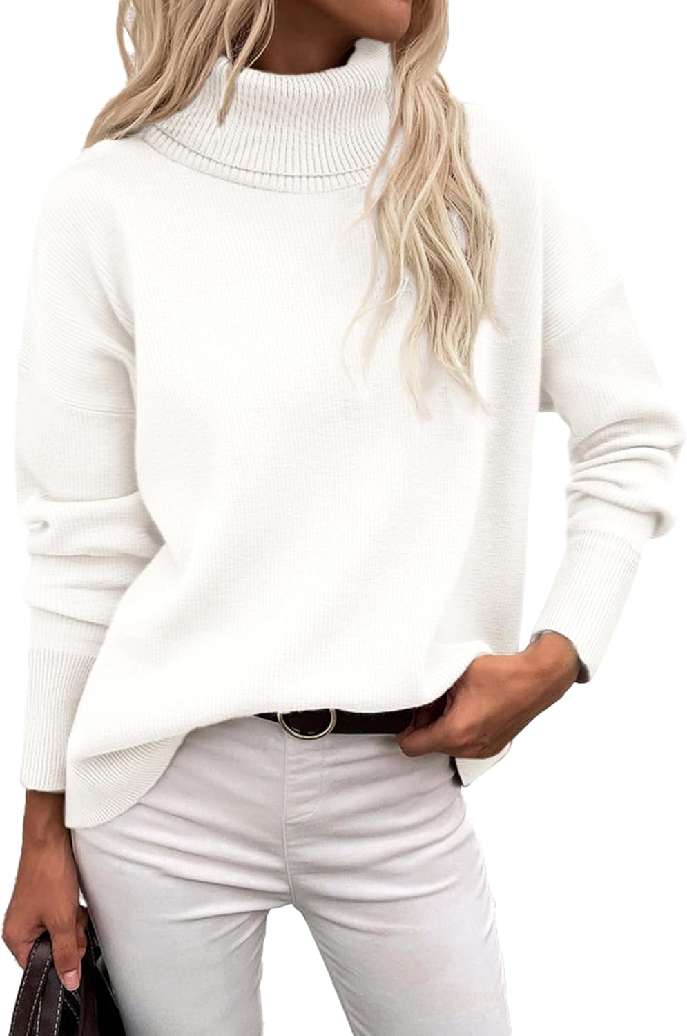 Marrie - Pull-over Zeagoo pour femme à col roulé élégant, manches longues.