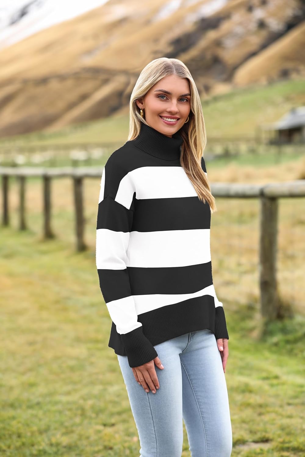 Marrie - Pull-over Zeagoo pour femme à col roulé élégant, manches longues.