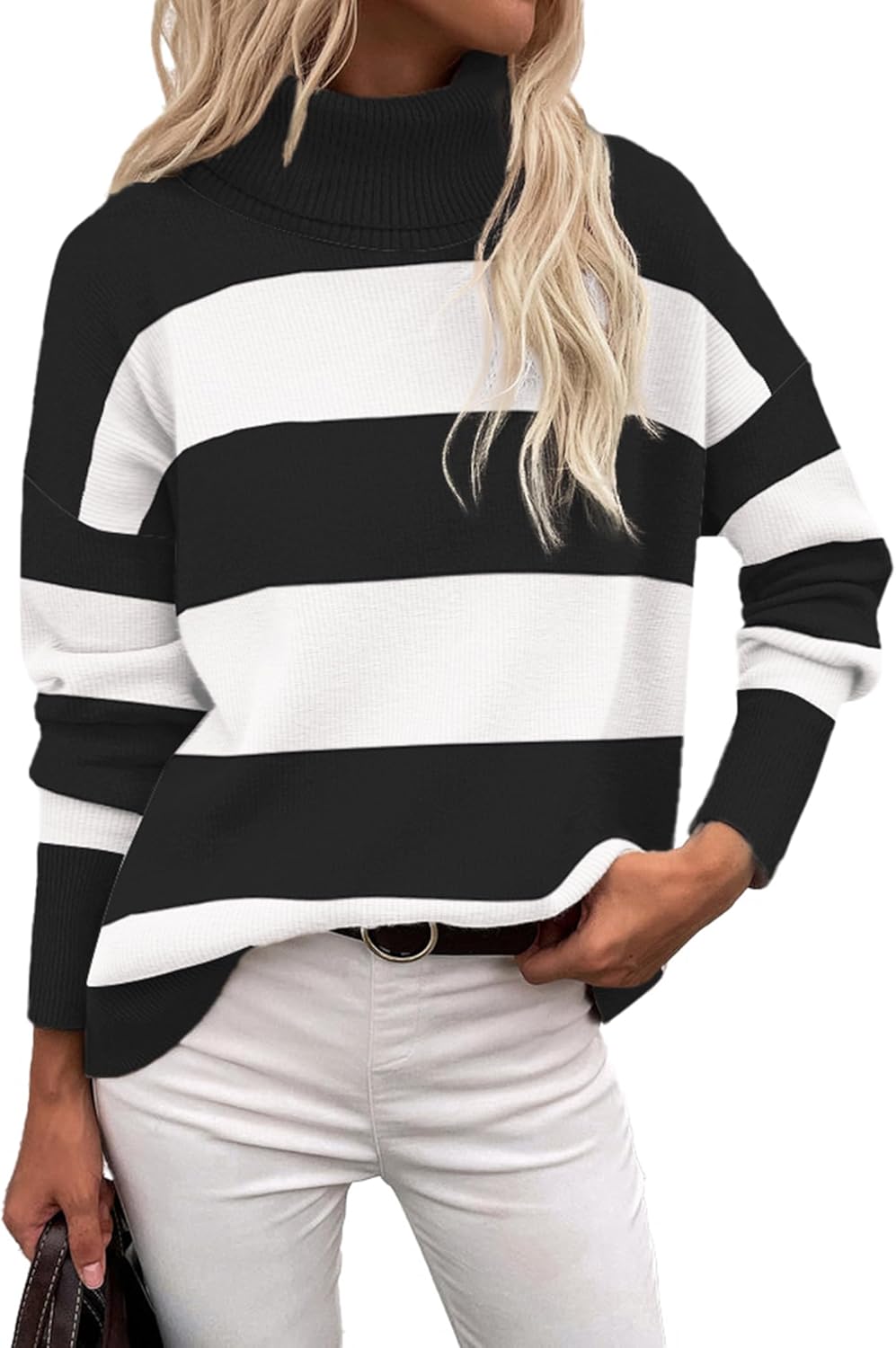 Marrie - Pull-over Zeagoo pour femme à col roulé élégant, manches longues.
