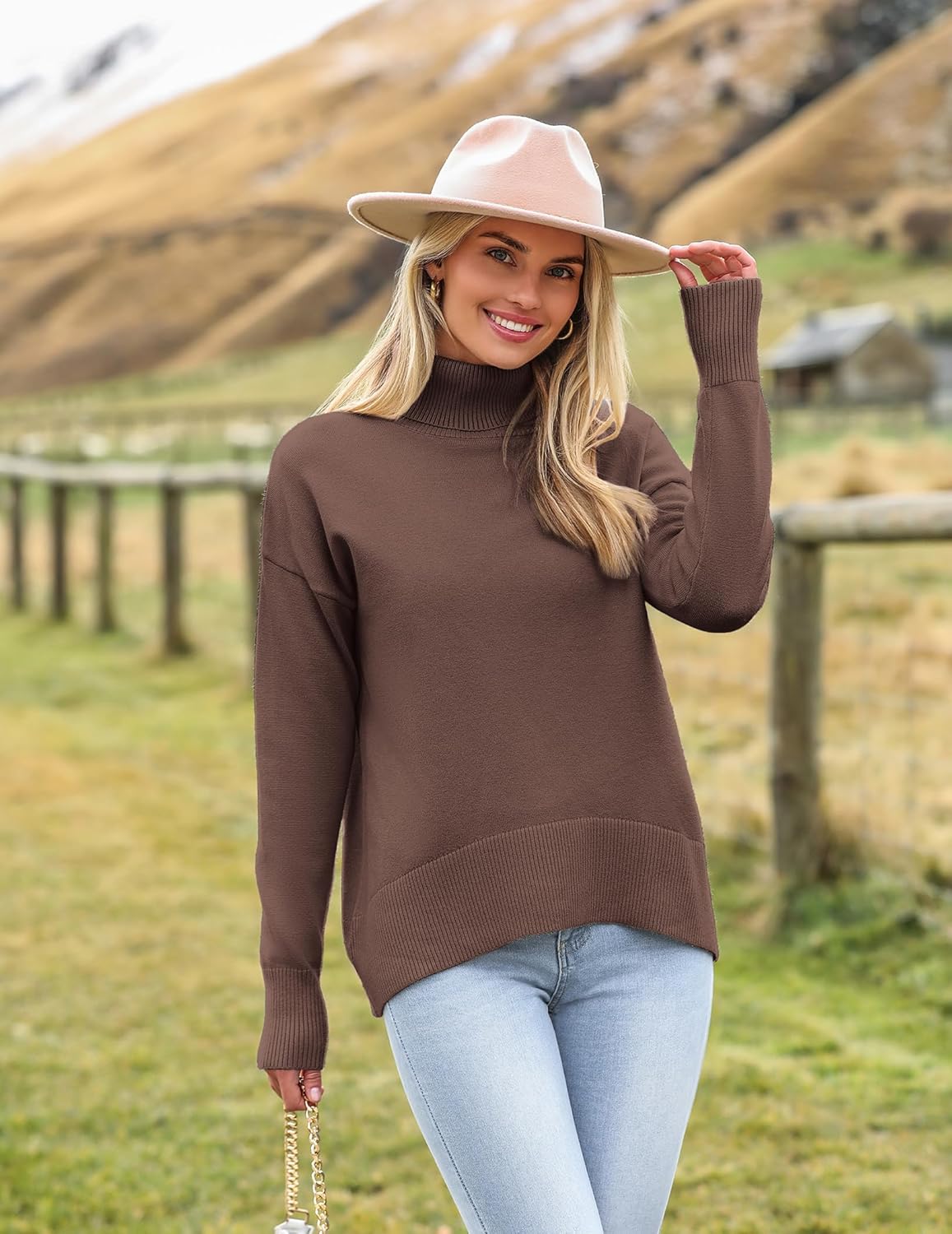 Marrie - Pull-over Zeagoo pour femme à col roulé élégant, manches longues.