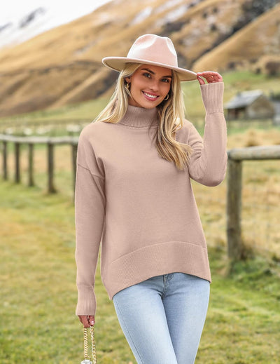 Marrie - Pull-over Zeagoo pour femme à col roulé élégant, manches longues.