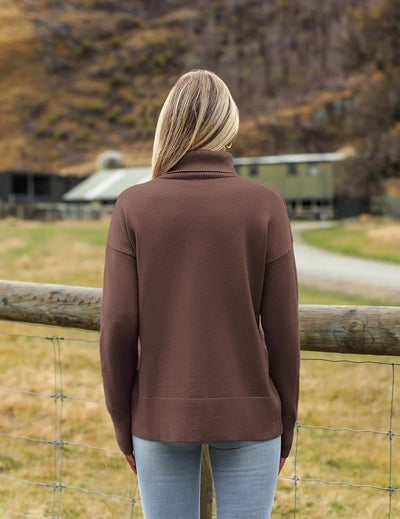Marrie - Pull-over Zeagoo pour femme à col roulé élégant, manches longues.