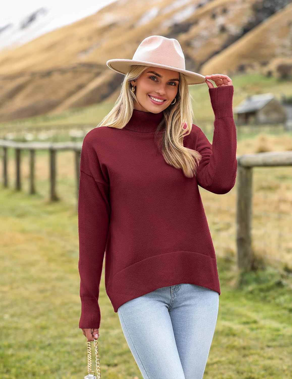 Marrie - Pull-over Zeagoo pour femme à col roulé élégant, manches longues.