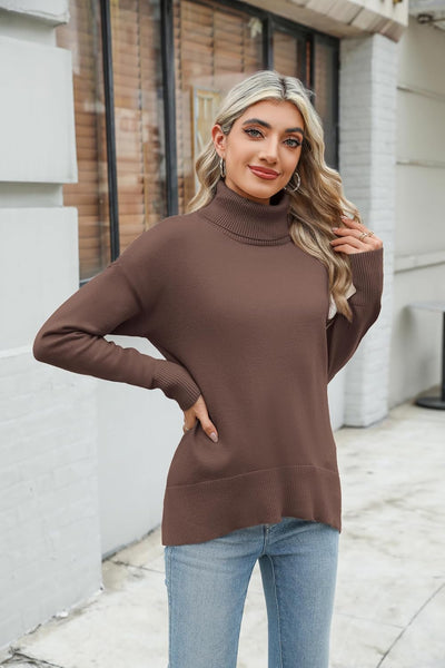 Marrie - Pull-over Zeagoo pour femme à col roulé élégant, manches longues.