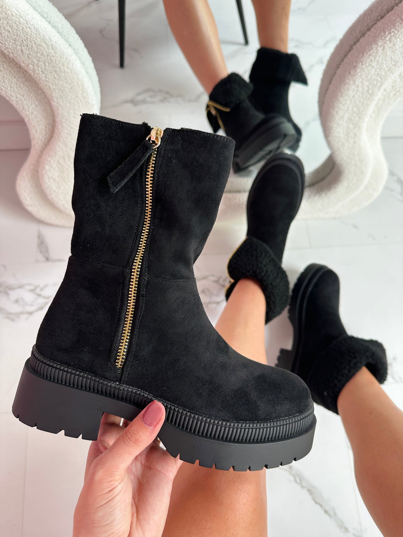 Bottes zippées noires confortables