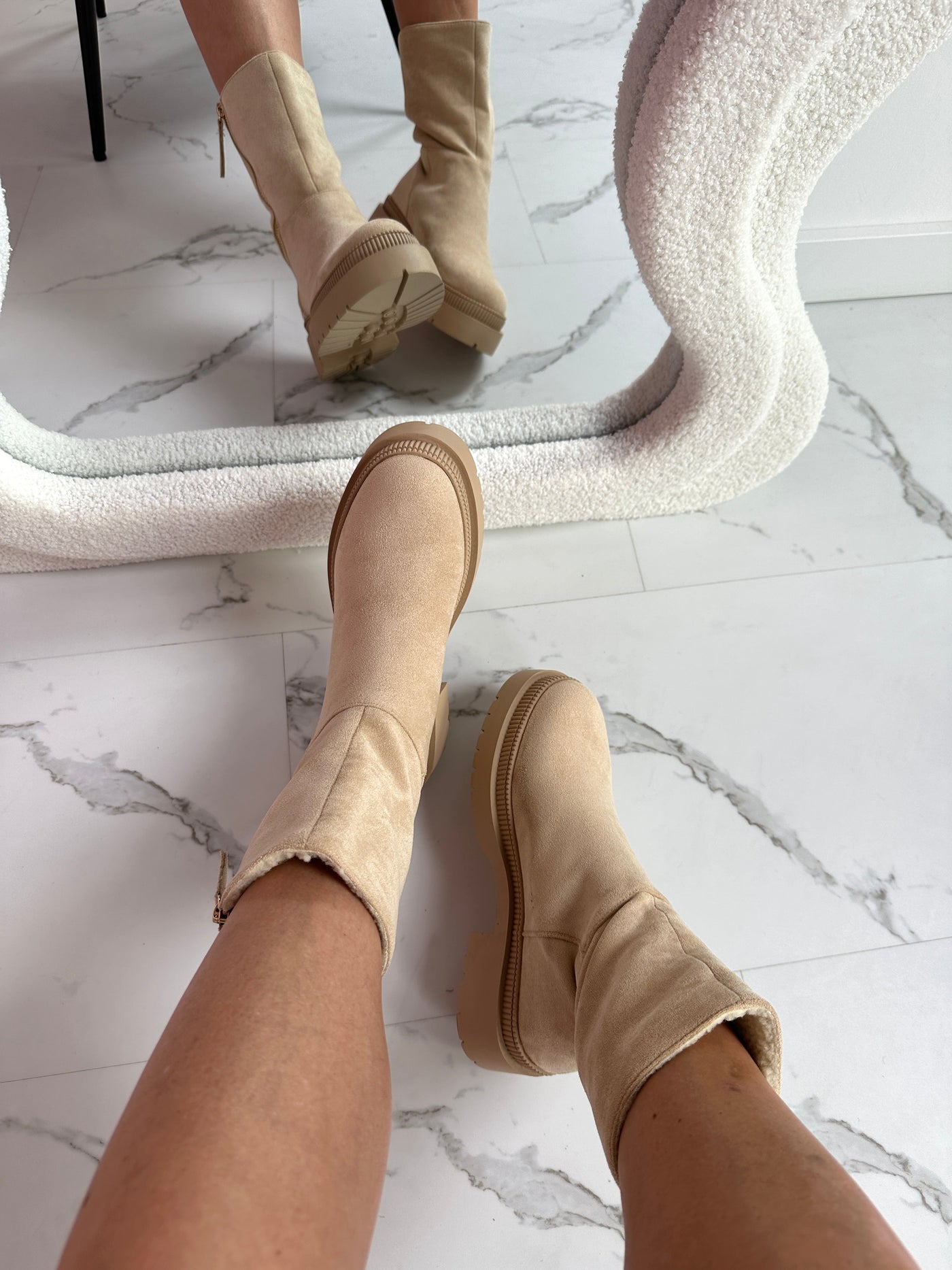 Bottes zippées beiges confortables