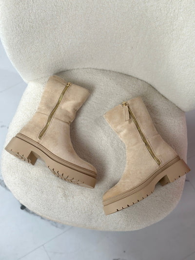 Bottes zippées beiges confortables