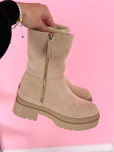 Bottes zippées beiges confortables