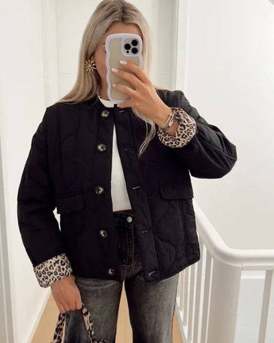 Noémie™ Veste élégante avec doublure léopard