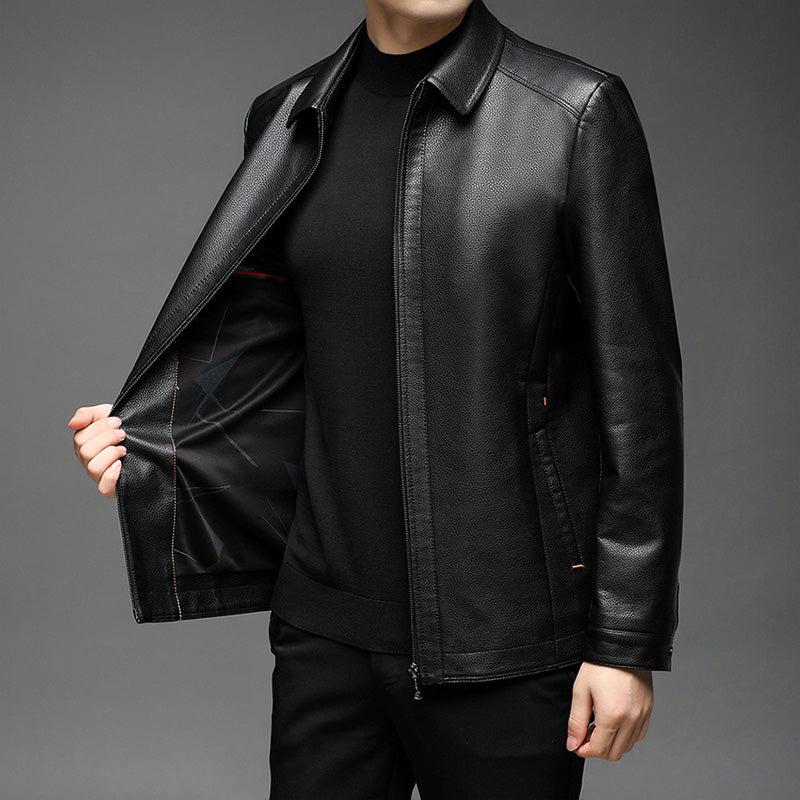 Veste en cuir chaude et coupe-vent pour hommes