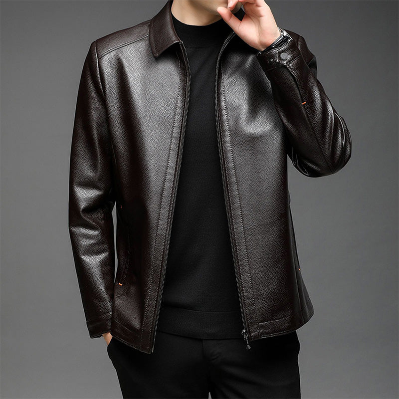 Veste en cuir chaude et coupe-vent pour hommes