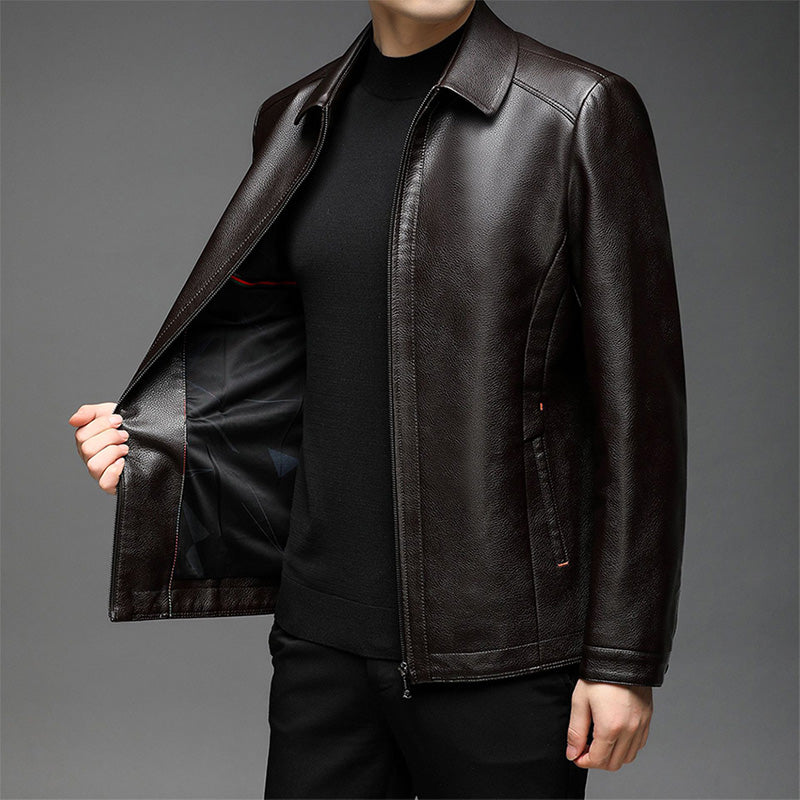 Veste en cuir chaude et coupe-vent pour hommes