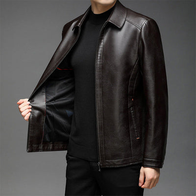 Veste en cuir chaude et coupe-vent pour hommes