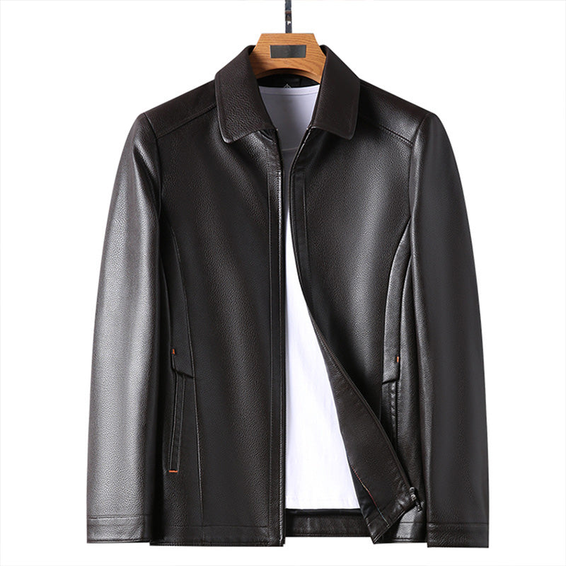 Veste en cuir chaude et coupe-vent pour hommes