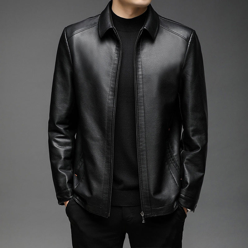Veste en cuir chaude et coupe-vent pour hommes