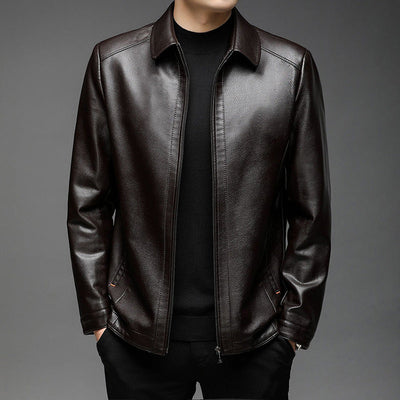 Veste en cuir chaude et coupe-vent pour hommes