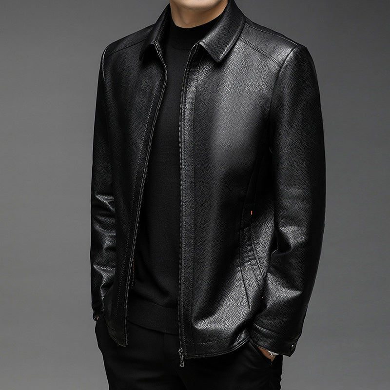 Veste en cuir chaude et coupe-vent pour hommes