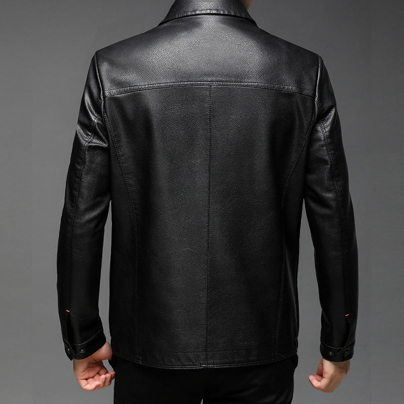 Veste en cuir chaude et coupe-vent pour hommes